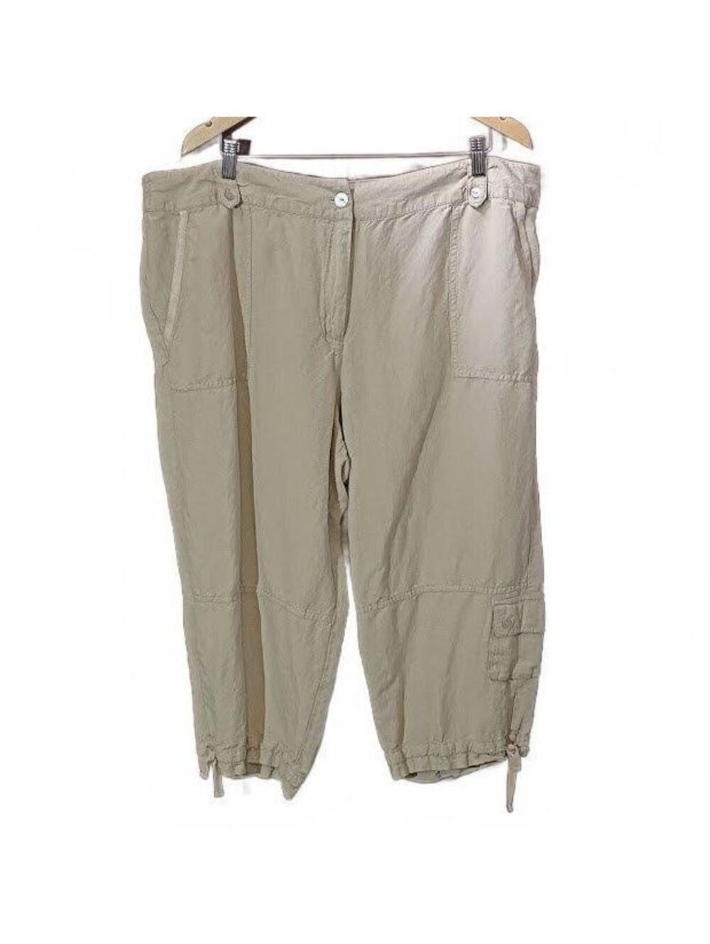 Ruby Rd. Woman Beige Linen Blend Crop Pants Size 20W